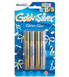 Bostik Gold & Silver Glitter Glue 4 X 10.5ml.